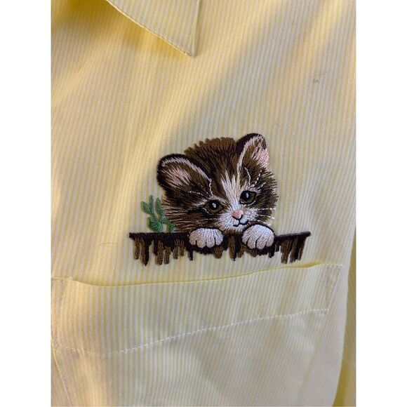 Ptny cat button shirt medium yellow 83020 - Picture 2 of 7